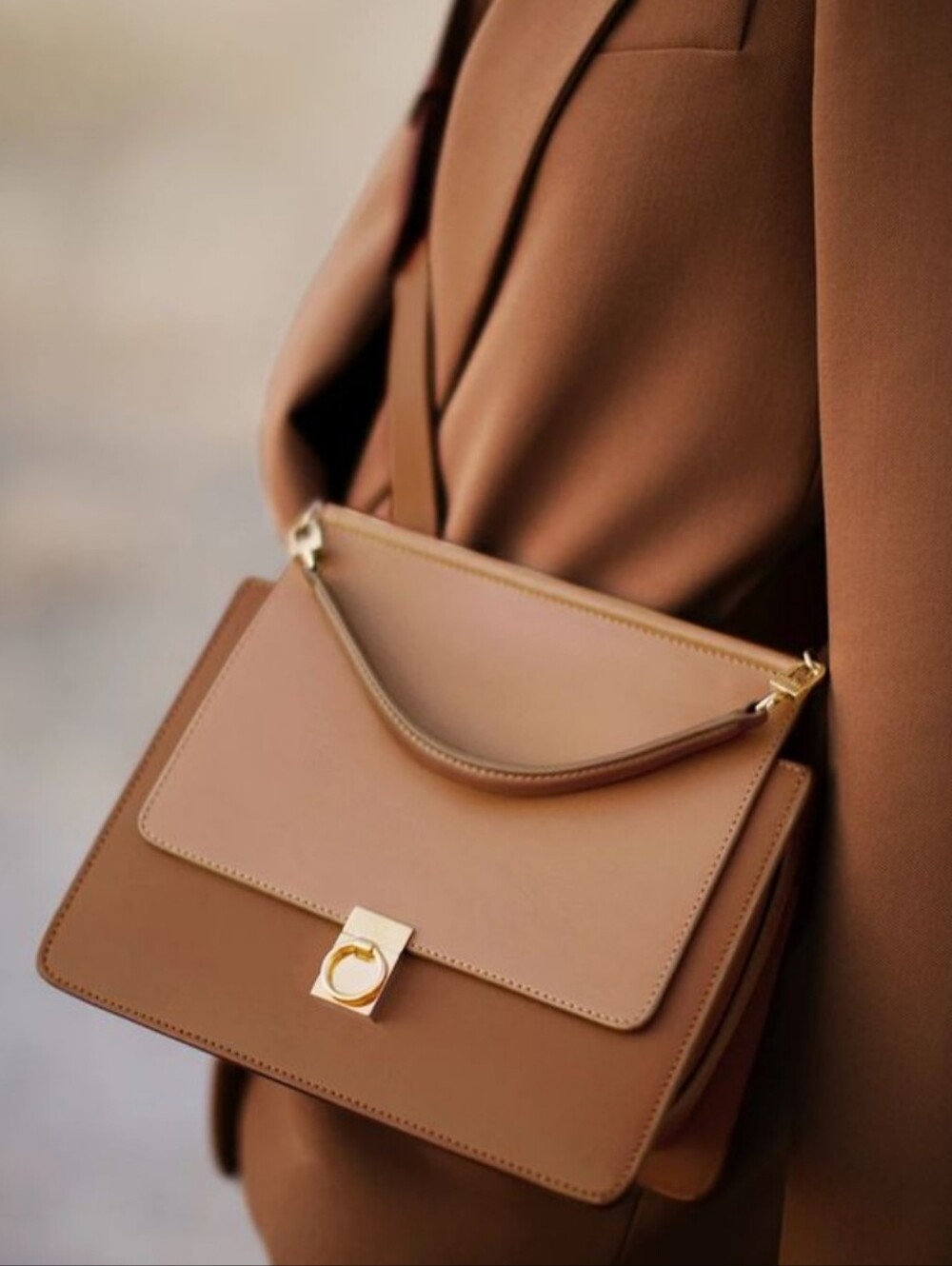 Polene bag numero sept Brown Leather Suede Inside Crossbody Purse